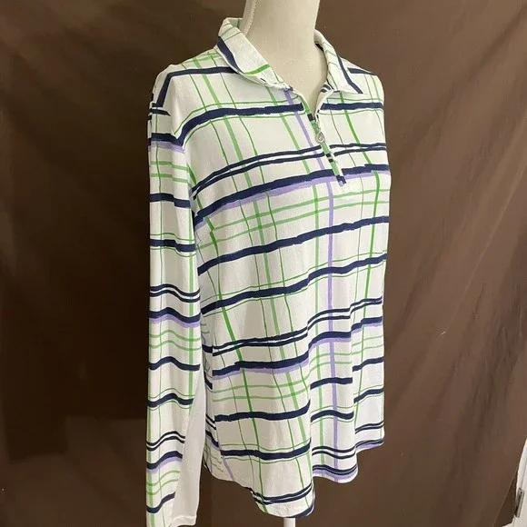 SanSoleil Women UPF 50  Long mesh sleeve 1/4 Zip Golf top shirt Size XL - Picture 4 of 6